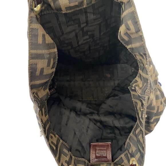 Authentic FENDI  “Zucca Canvas Tote Bag”. Unlined with leather bottom & straps - Picture 14 of 16